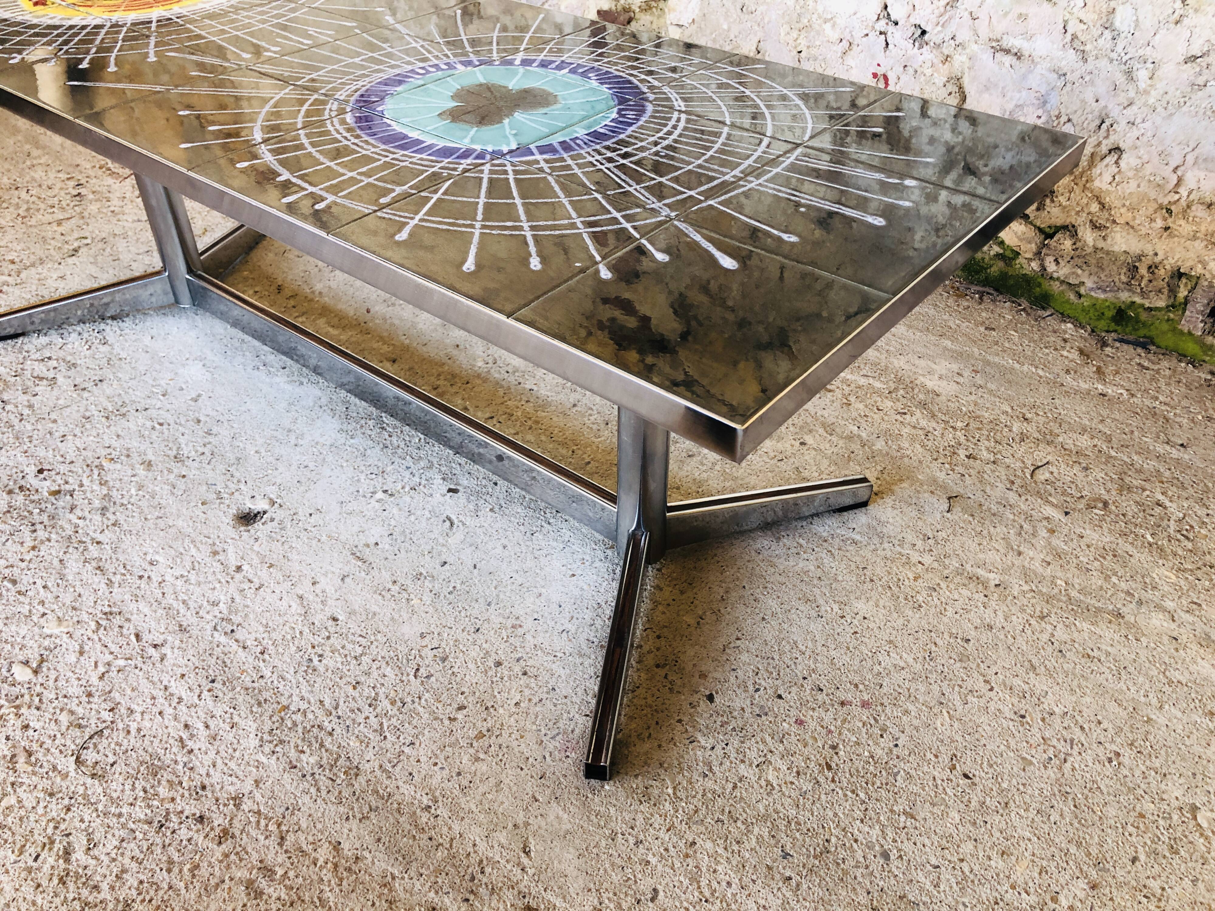 Ceramic and chrome coffee table circa 1970