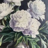 Tableau Ancien -peinture à l’huile - les Pivoines Blanches