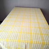 Vintage cotton tablecloth with yellow and white checks 1.40 x 1.90 m