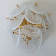 "Loire" Medium ceiling light in gold & white striped glass design by Aerin Lauder