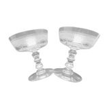 Coupes à champagne cristal Baccarat style Louis XV gravées d'acanthes et de rubans