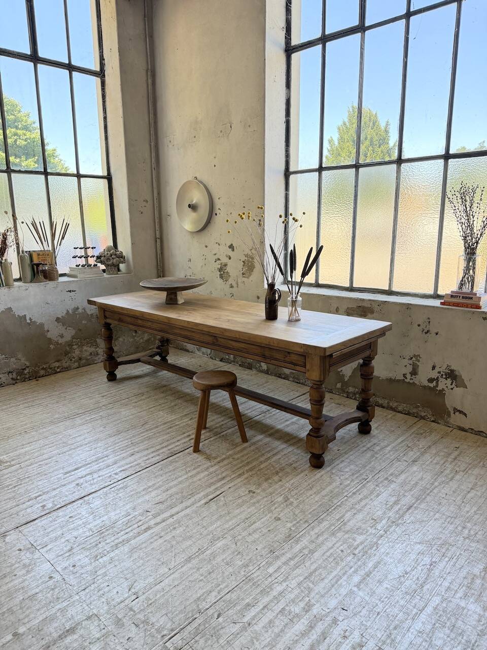 Solid oak drapery farmhouse table 2m5 XL