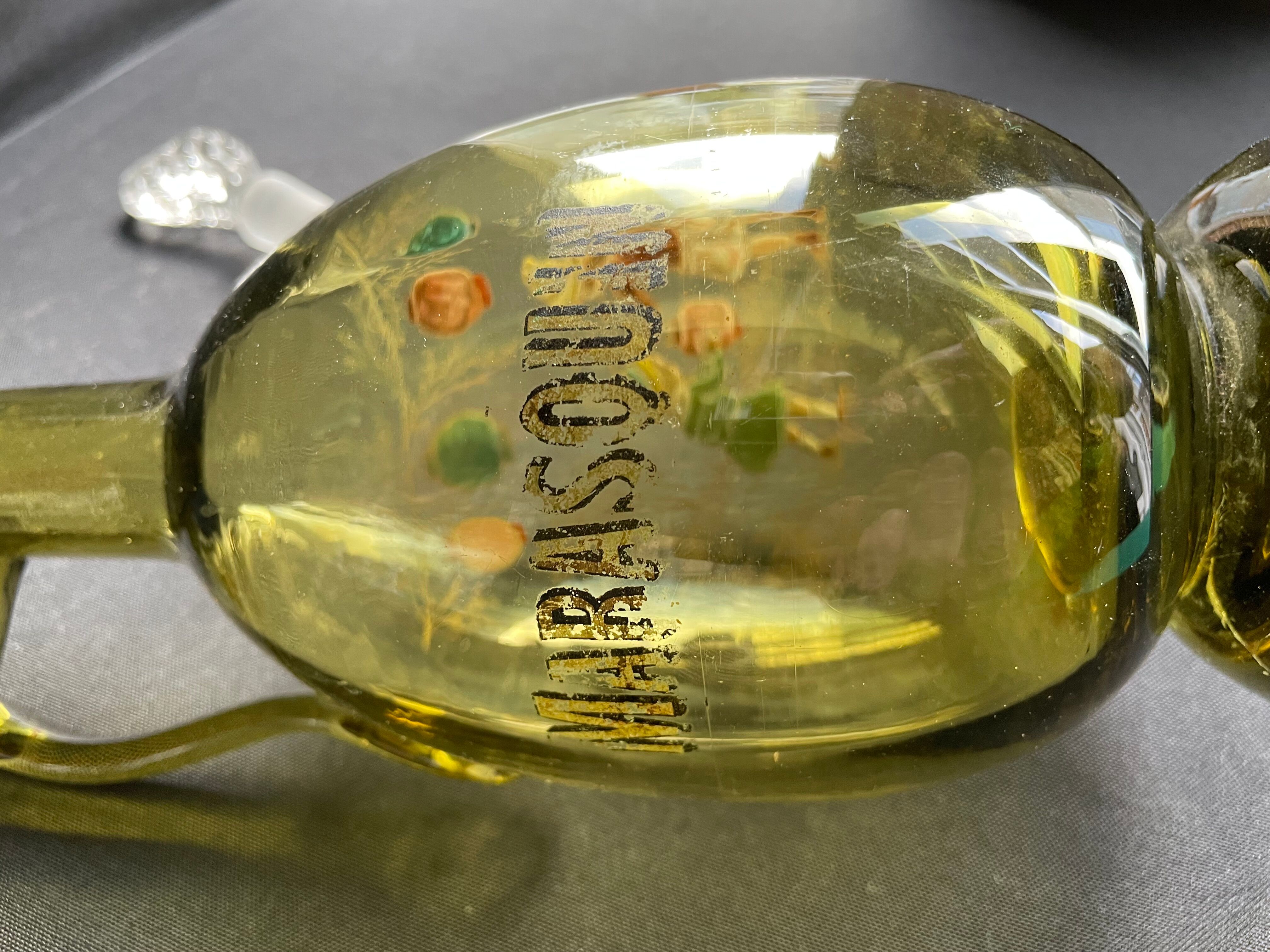 François-Théodore Legras - Verrerie La Plaine Saint Denis - Broc on pedestal with antique green background