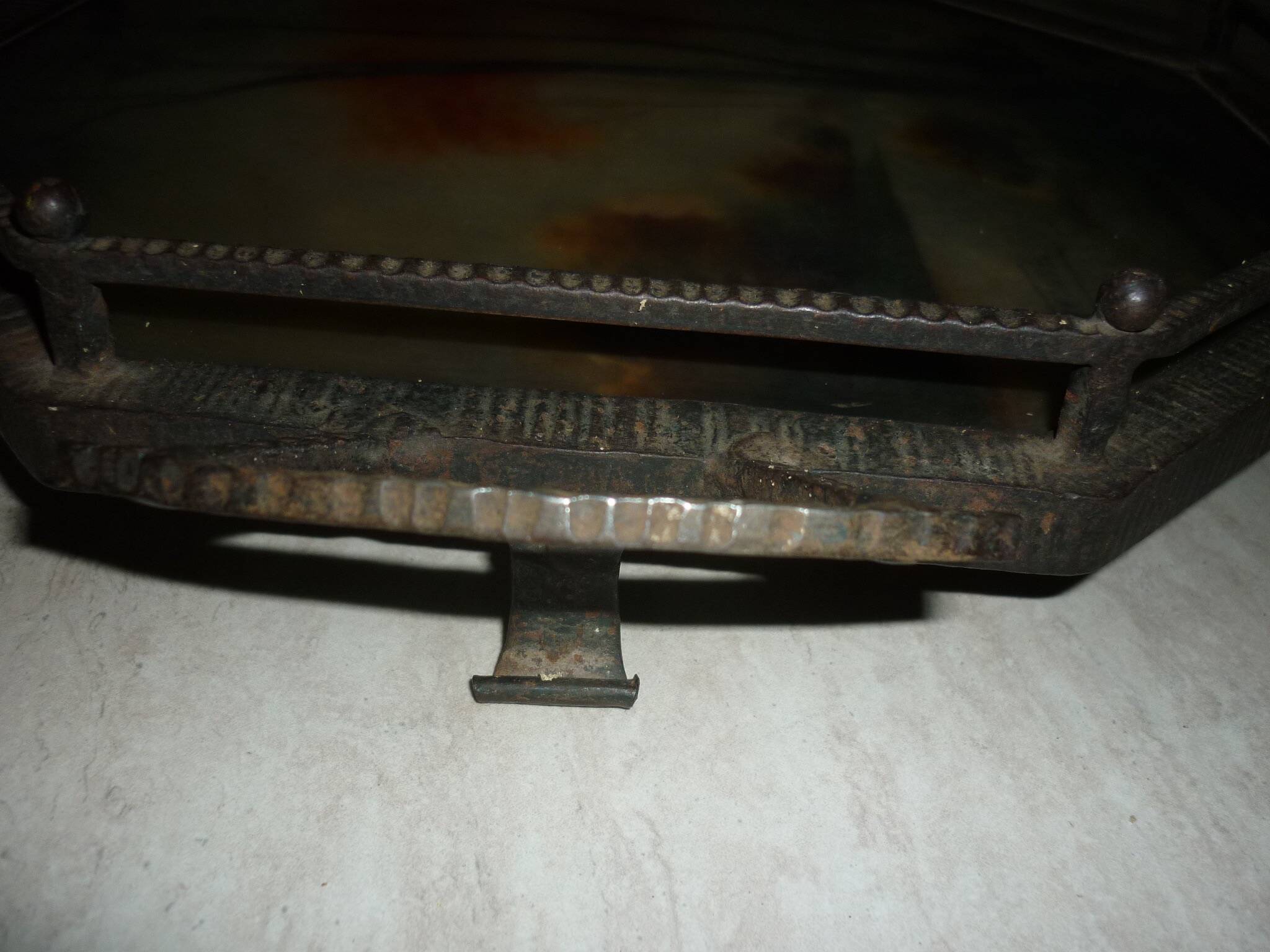 Art Deco hammered iron plateau or centrepiece table signed Germonde.