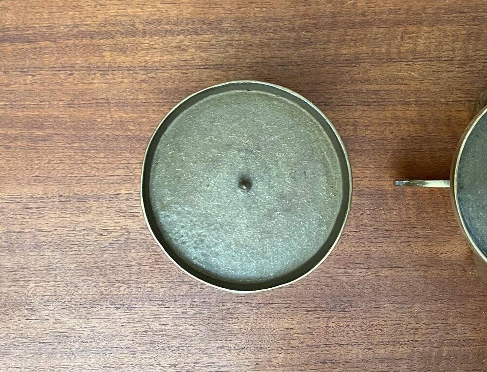 Vintage brutalist metal candle holders, 1970s, set of 2