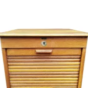 Oak tambour archive cabinet S.M.V. Silkeborg, Denmark 1920s–30s