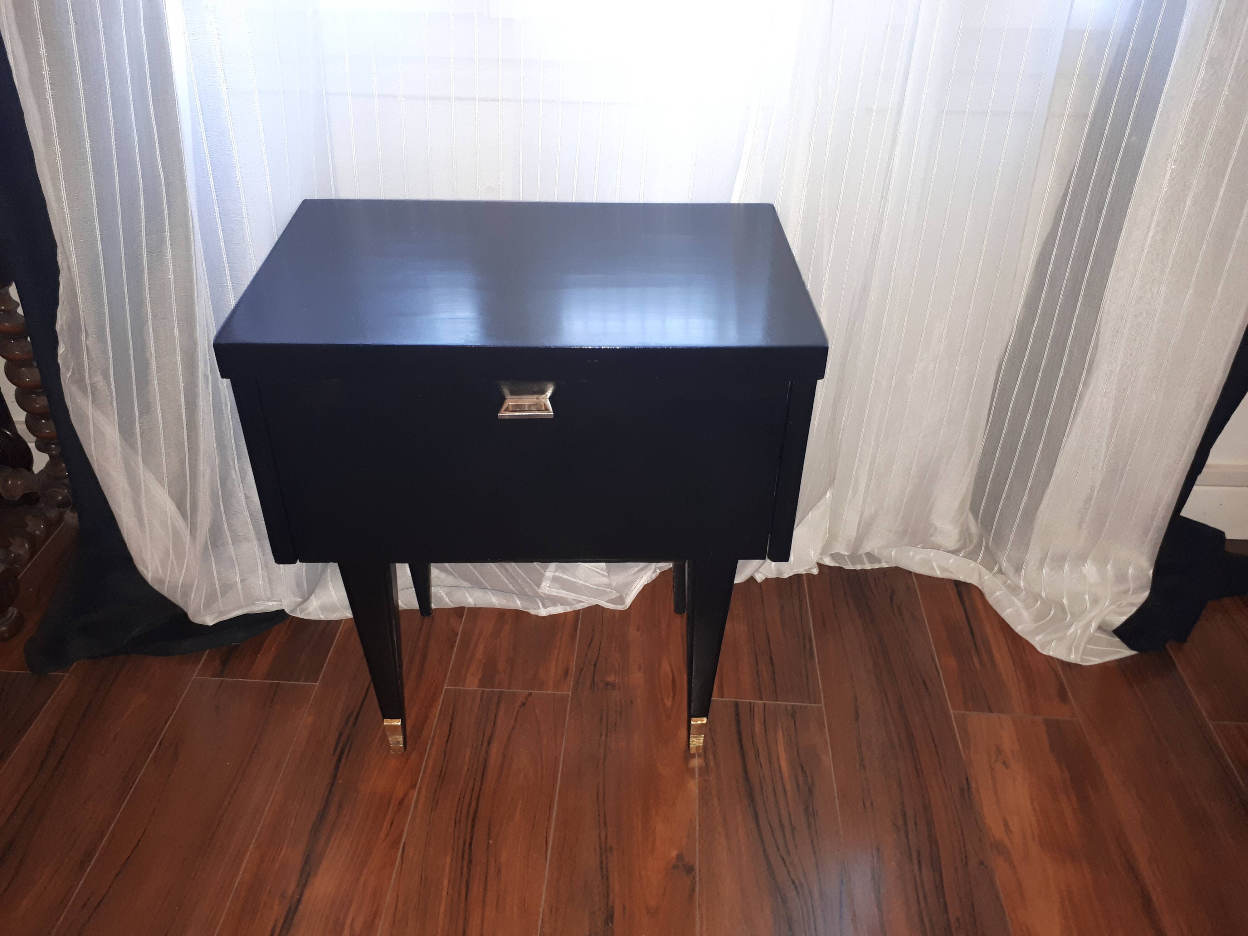 Vintage bedside table, black