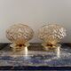 Set of two vintage amber glass wall lights