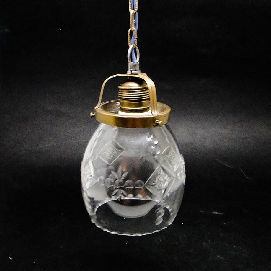 Art Deco crystal pendant lamp, Poland, 1950s