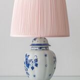 Pair of Royal Delft Blue & White Hand-Painted Floral Ginger Jar Table Lamps