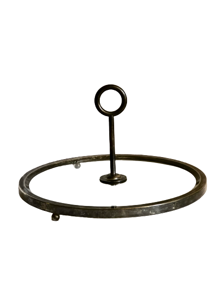 Glass cheese platter and silver metal