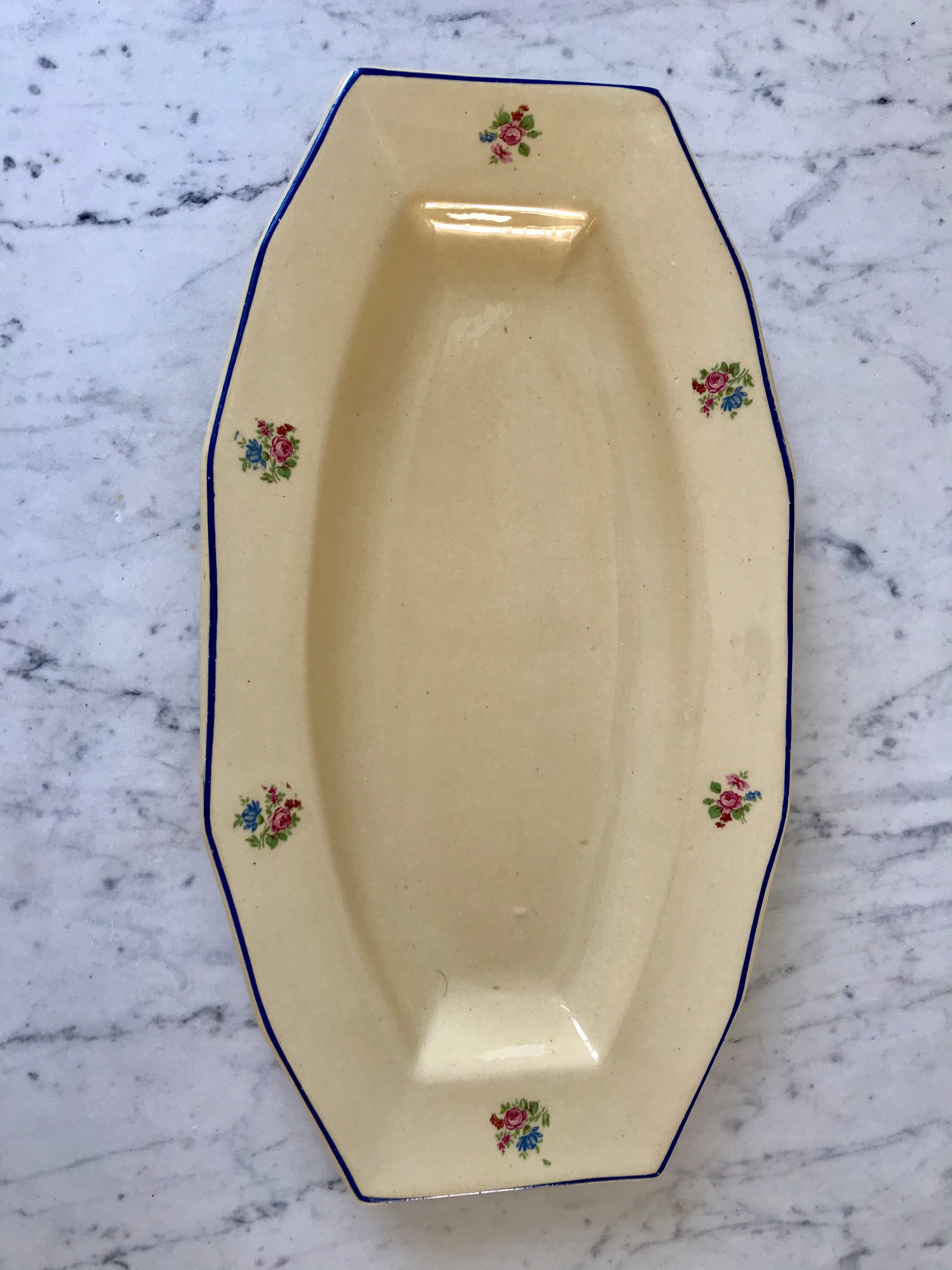 Ravier / small dish badonviller with blue flowers 50s