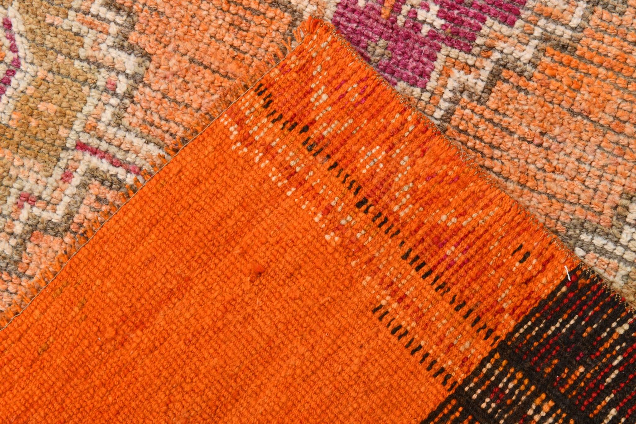 Pink & Orange Oriental Pattern Turkish Runner Rug, 90x306Cm