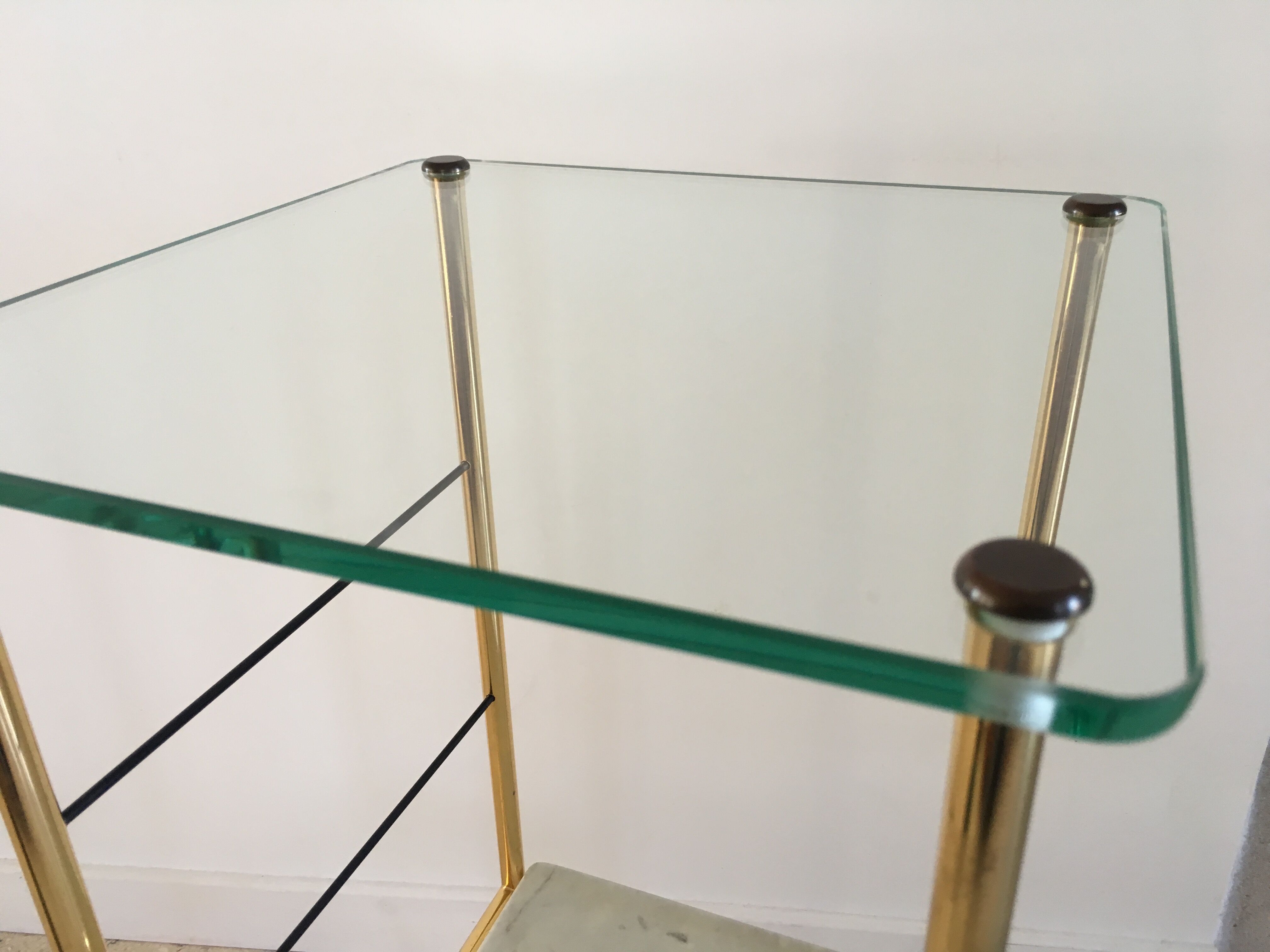 Table de chevet desserte verre et marbre des années 60