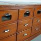 large vintage french oak haberdashery cabinet or shop counter, 1950s