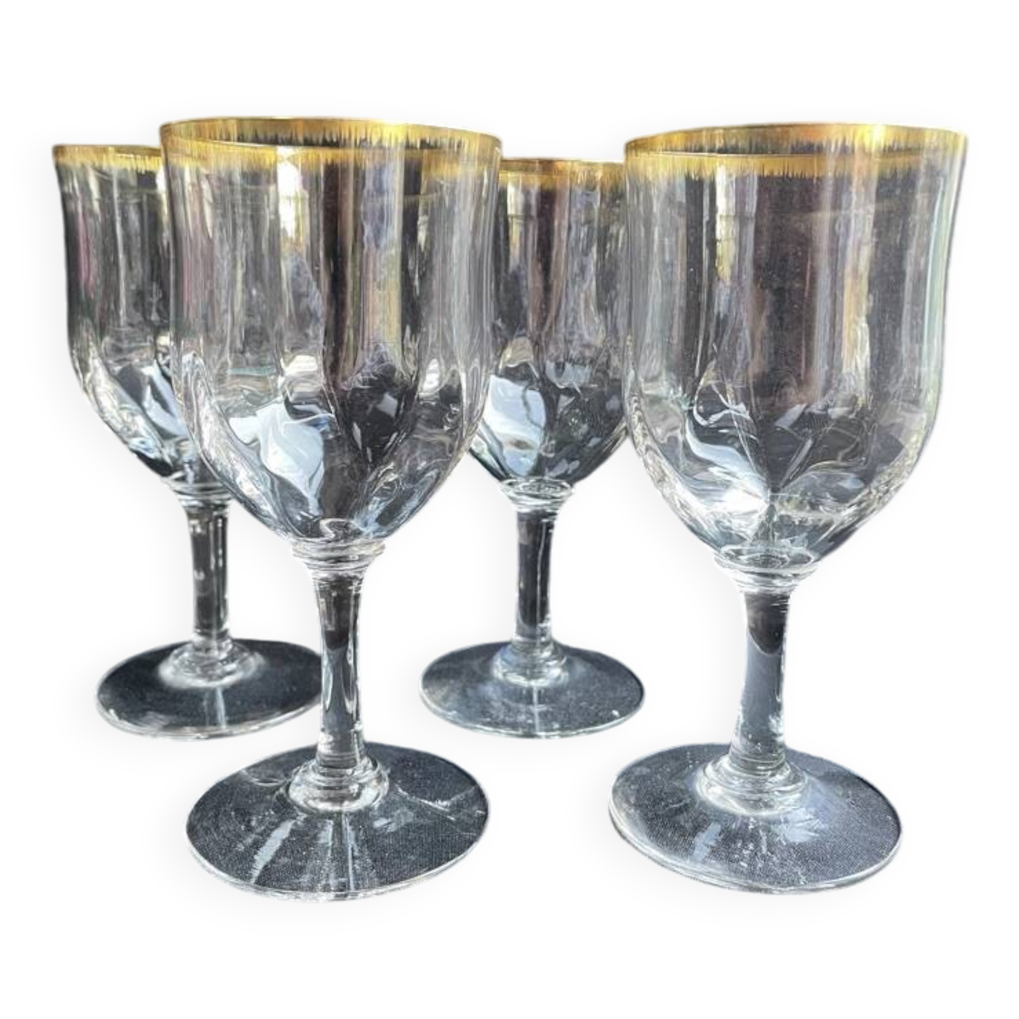 4 Daum water glasses with gold putoises