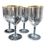 4 Verres à eau Daum putoisés or
