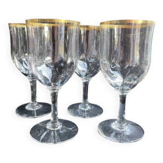 4 Daum water glasses with gold putoises