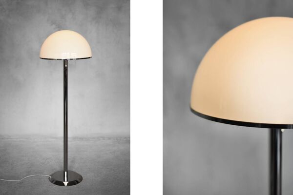 Rare Vintage Swedish Chrome & White Acrylic Floor Lamp NAFA type 504