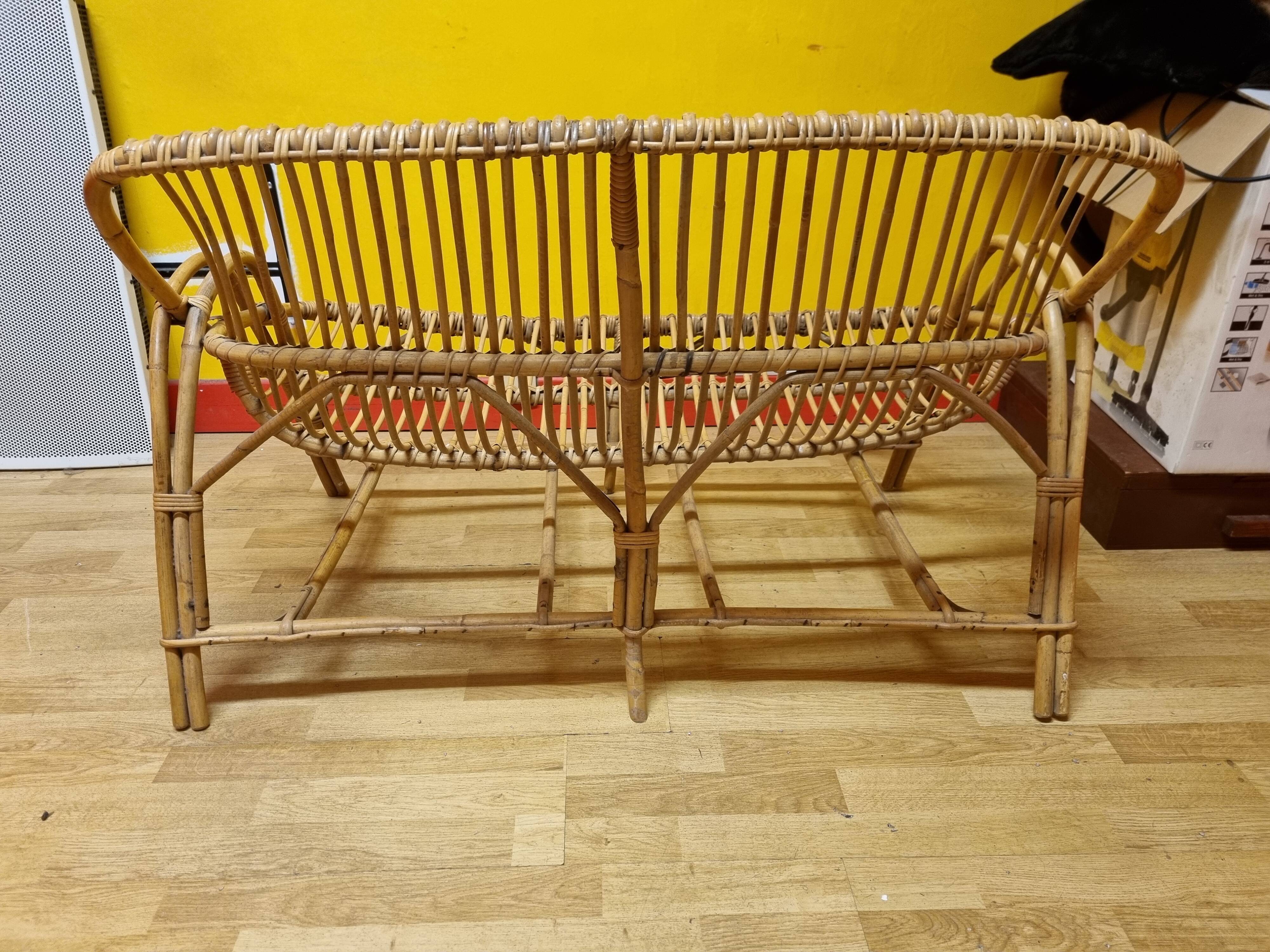 Rattan sofa bench year 70