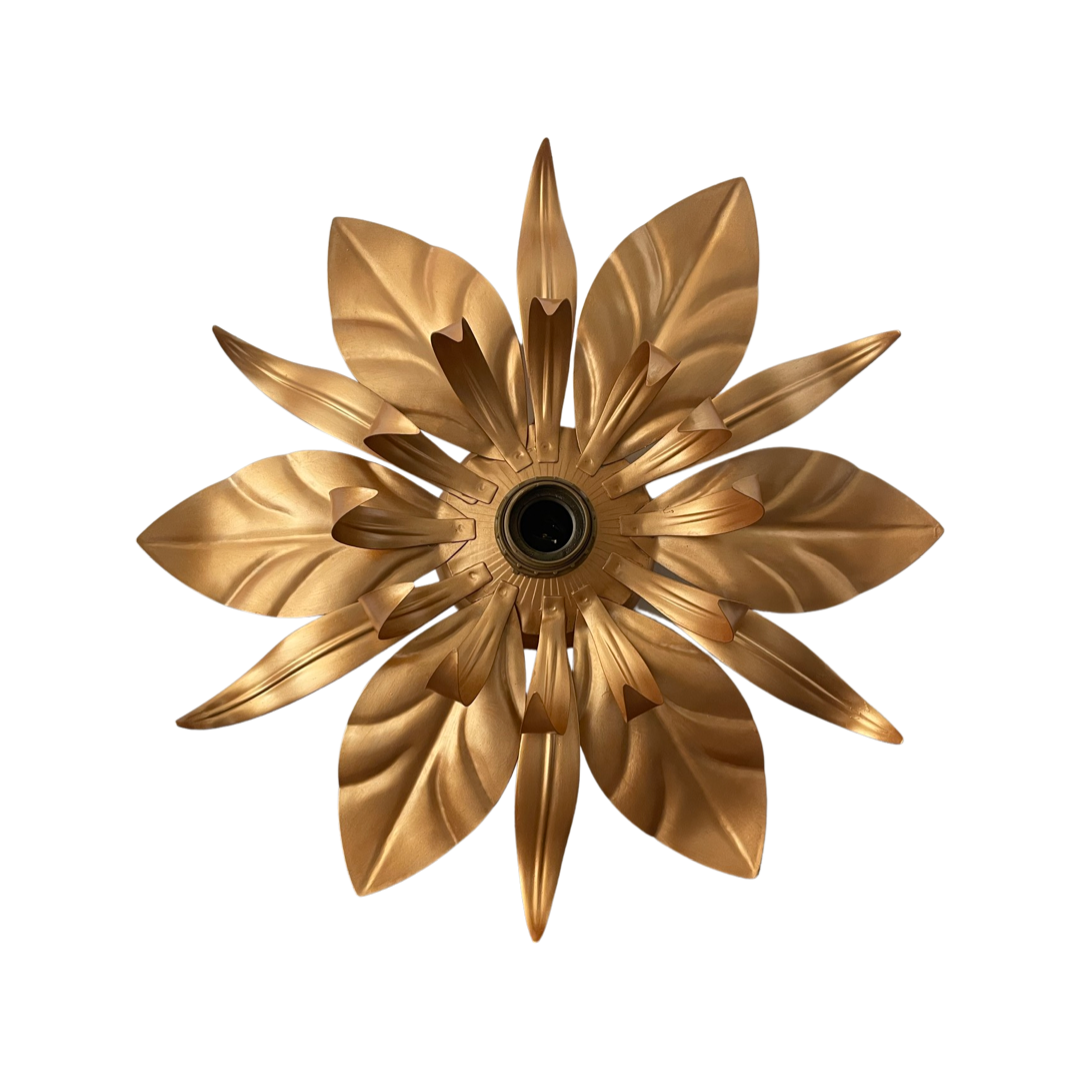 Flowers wall lamp and electrified golden leaf to nine