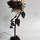 Vintage metal and bronze sunflower sculpture lamp, 1970s belgium