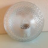 Round ceiling lamp in structured glass/vintage 60s-70s