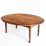 Large antique / vintage flap table. Solid waxed cherry. France, 1960s