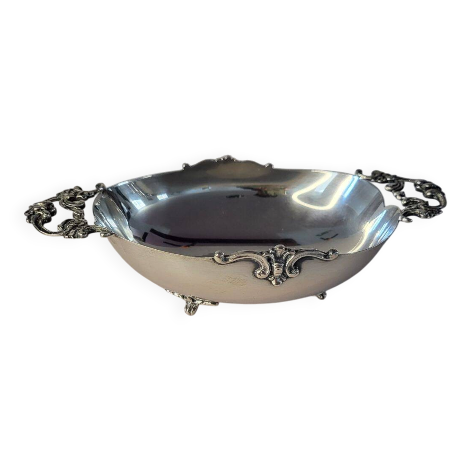Italian 800 Silver Oval Footed Bowl