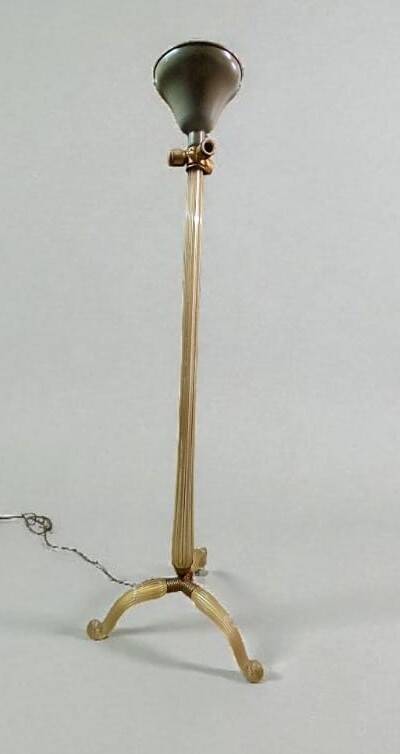 Barovier & Toso tripod floor lamp in gilded Murano glass 1930/40