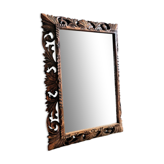 Carved wooden mirror