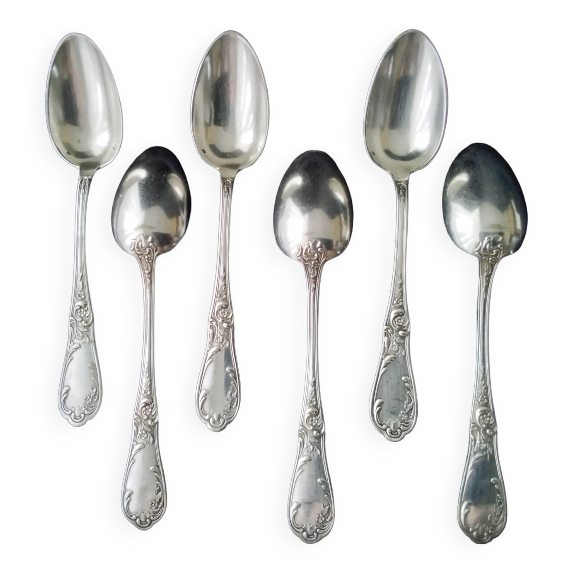 Box of 6 teaspoons in silver-plated Louis XV style