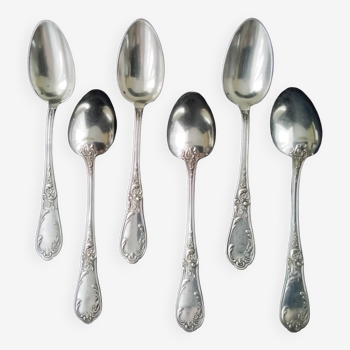 Box of 6 teaspoons in silver-plated Louis XV style