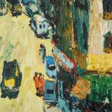 Vibrant Modernist Expressionist - Street Scene With Mid-century Cars