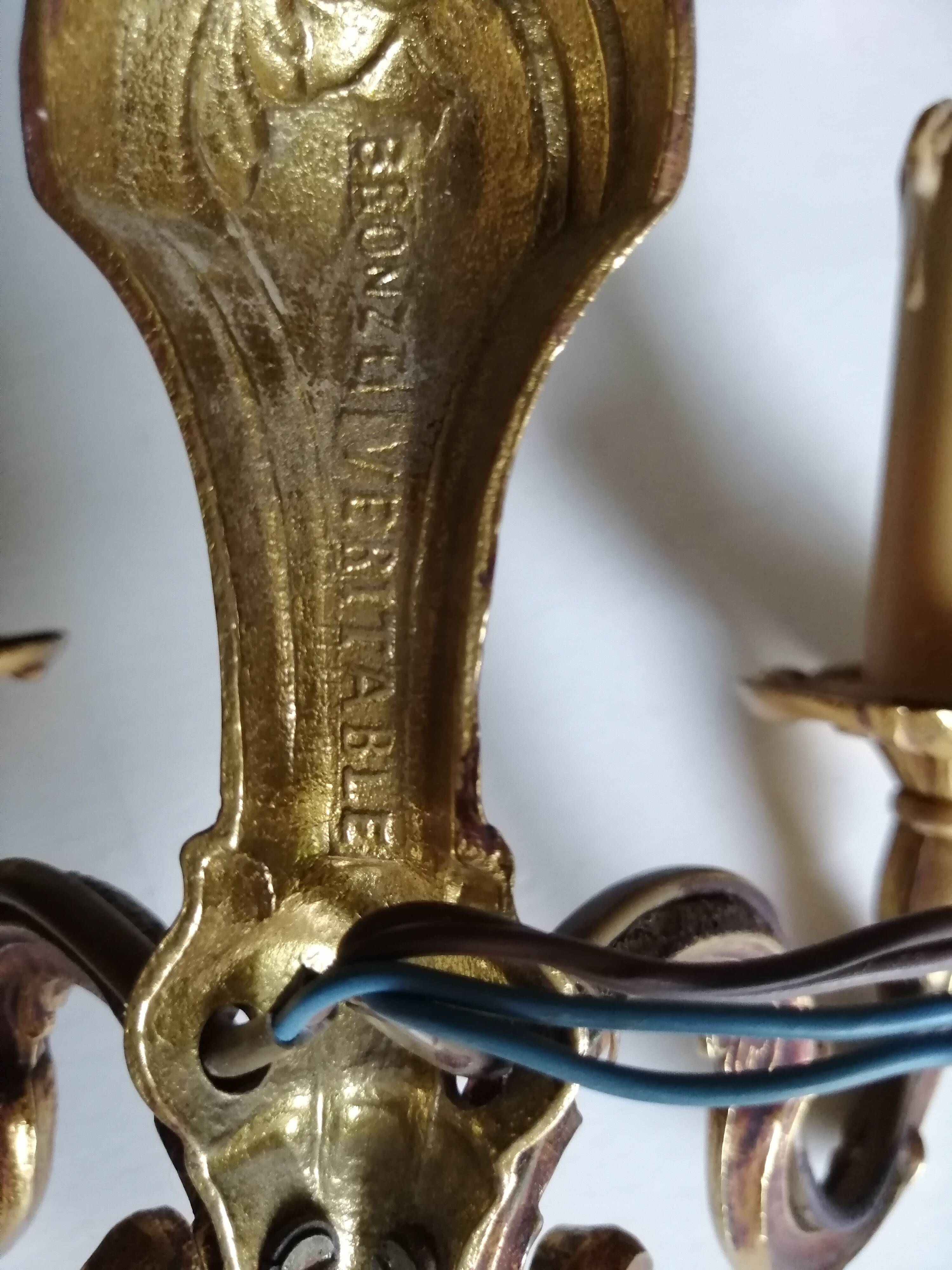 Pair of classic gold bronze wall lamps