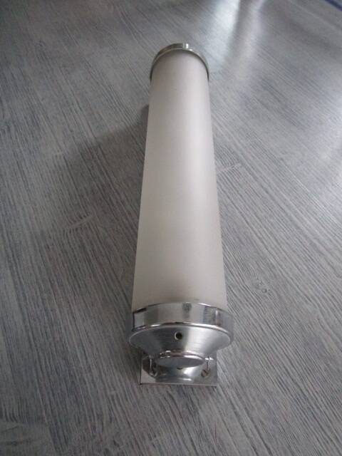 Antique art deco bathroom light in chrome and frosted glass