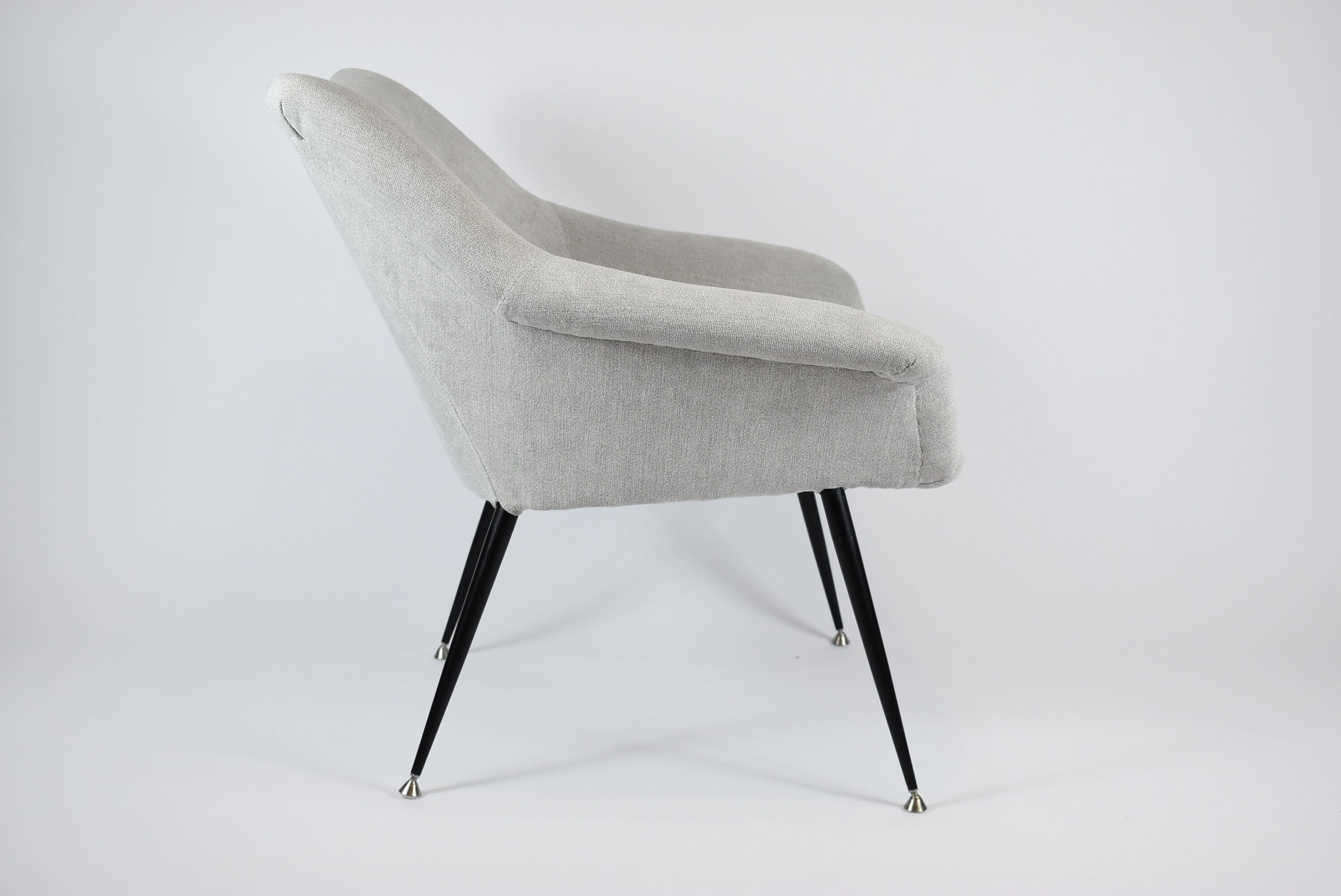 Vintage armchair "Shell", upholstered, Germany, 60s, grey fabric