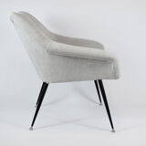 Vintage armchair "Shell", upholstered, Germany, 60s, grey fabric