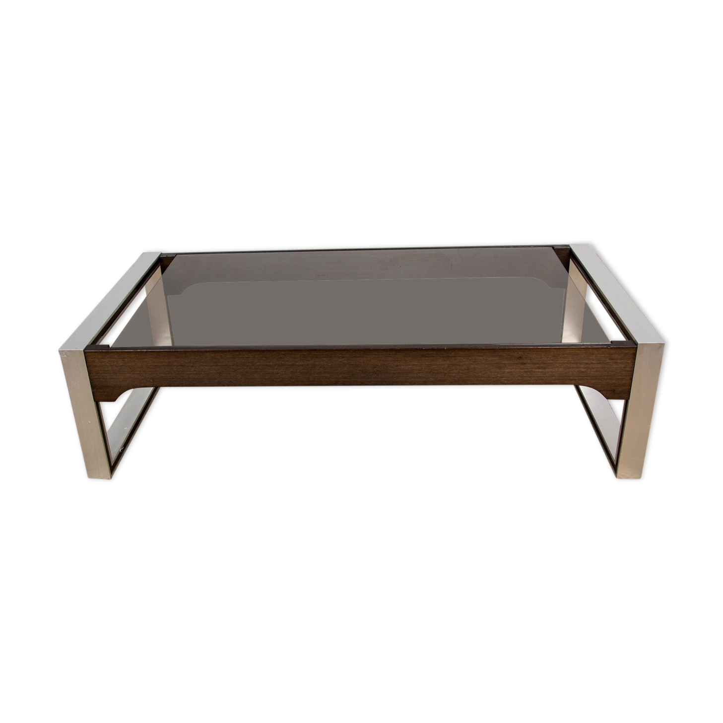 Coffee table in aluminum and rosewood from Calude Gaillard. Roset Line. 1970