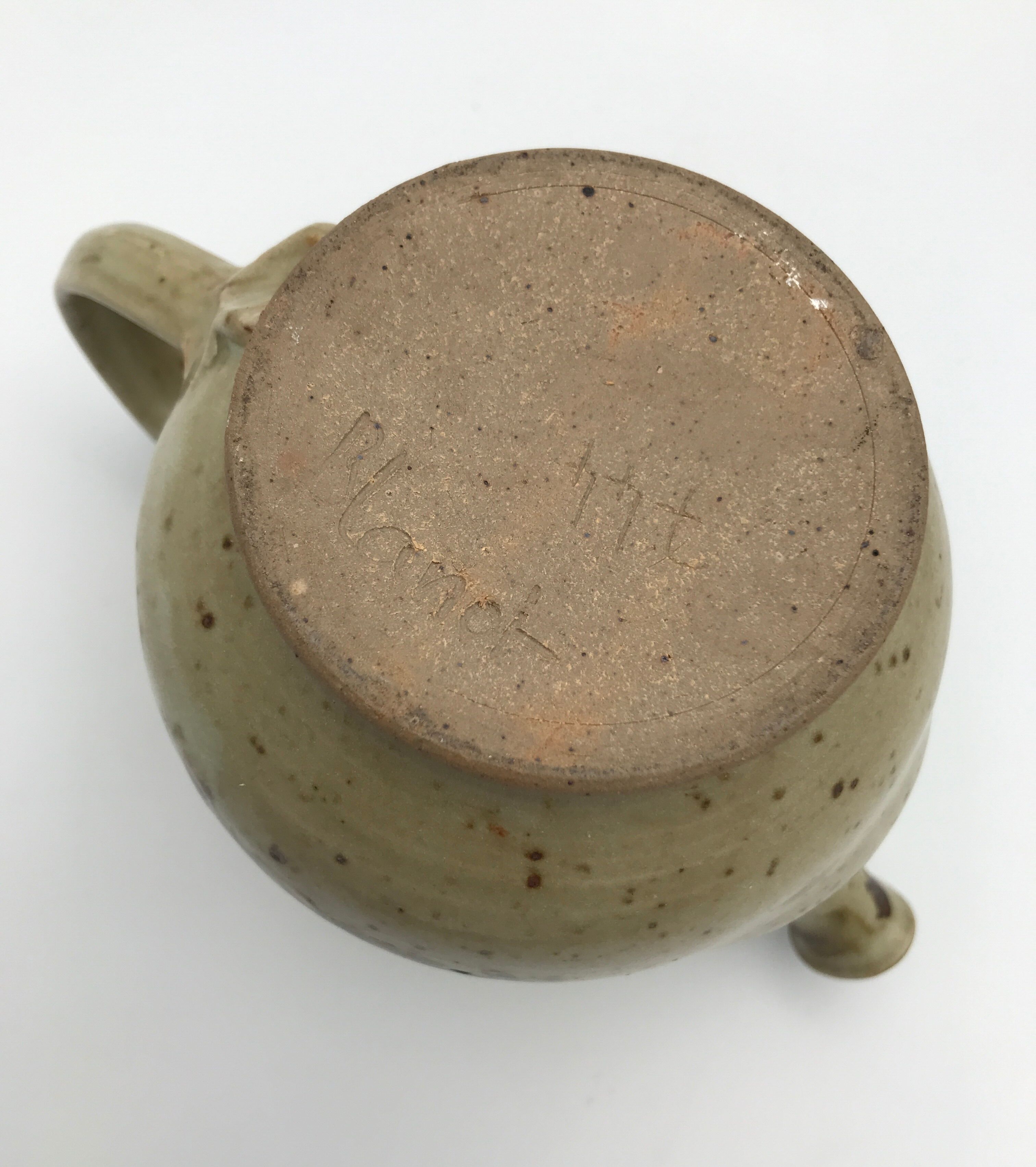 Pichet, porcelain stoneware pitcher, artistic decor, blanot pottery, signed and numbered