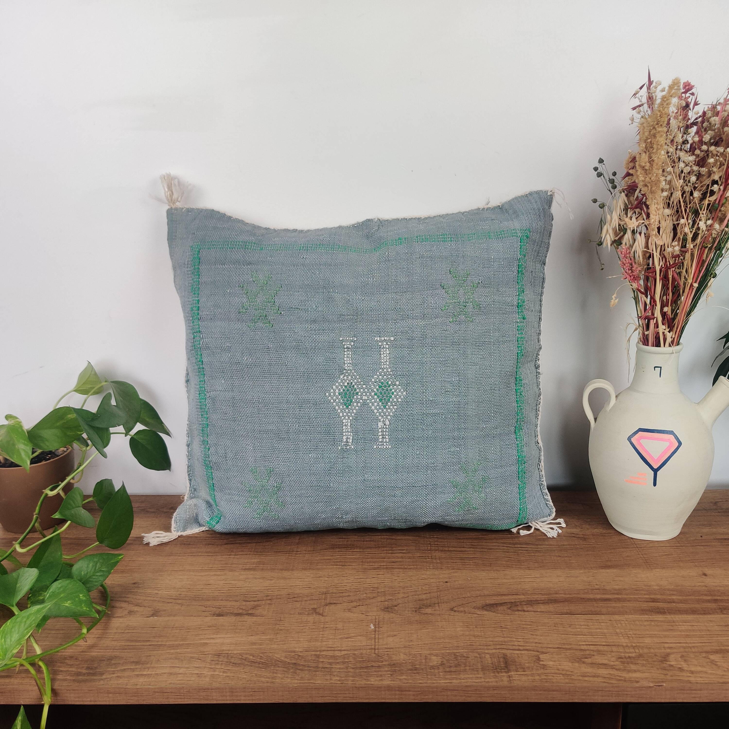 Coussin marocain gris Sabra