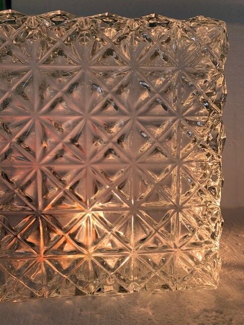 Ceiling lamp wall lamp square window in chiseled glass from the 60s and 70s