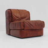 Vintage Seven Salotti modular sofa in cognac leather, Italy 1970s