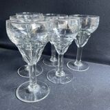 6 anciens verres de bistrot soufflés et taillés