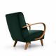 Fauteuil en bois courbé Jindrich Halabala de 1930 en velours vert émeraude