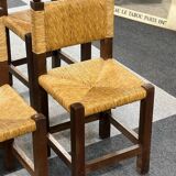4 brutalist chairs in straw and wood