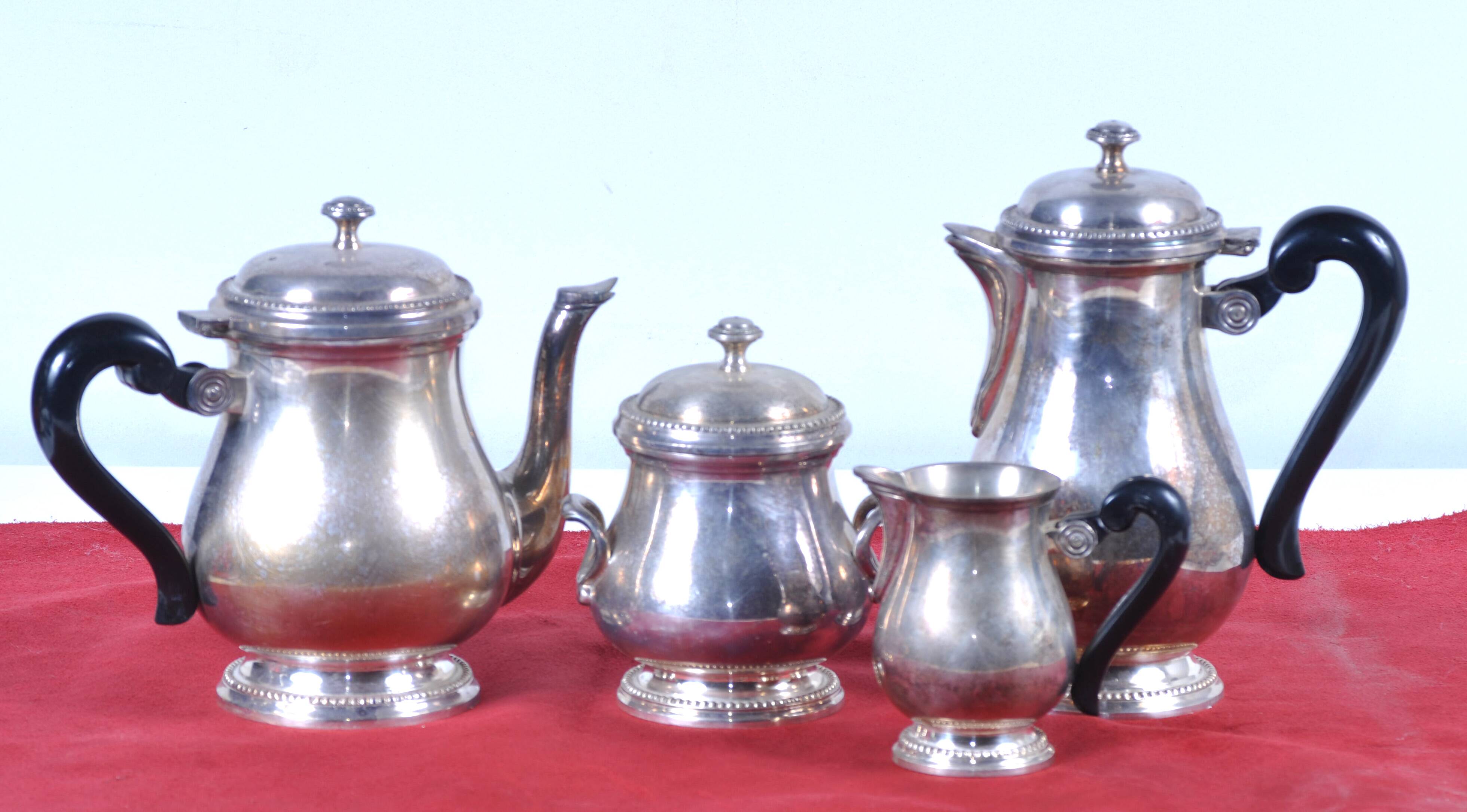 Service, tea, coffee, in silver metal François Frionnet