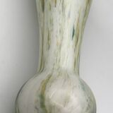 Vase in white opaline blown glass and green, yellow, blue polychrome shades