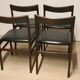 Set of 4 vintage chairs in teak and imitation leather, 1960s