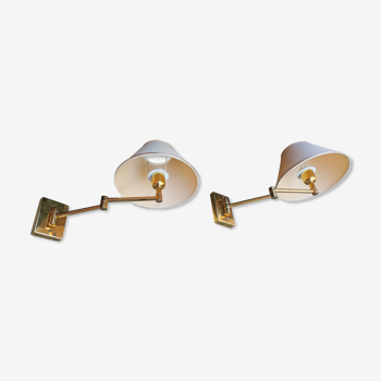 Paire de lampes appliques liseuses 2 bras articulés